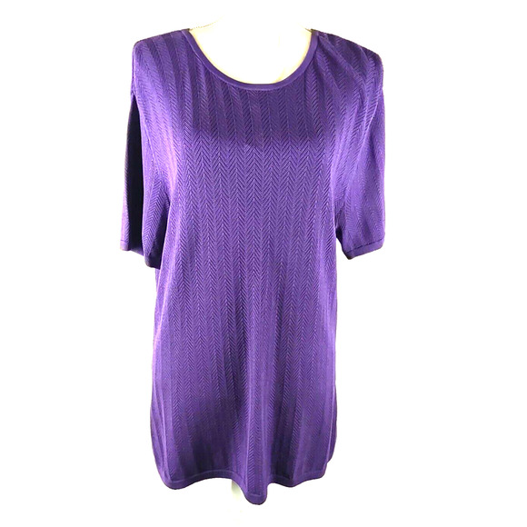 Talbot's Women's Short Sleeve Open Weave Sweater Size Medium Purple Silk blend - Picture 7 of 7